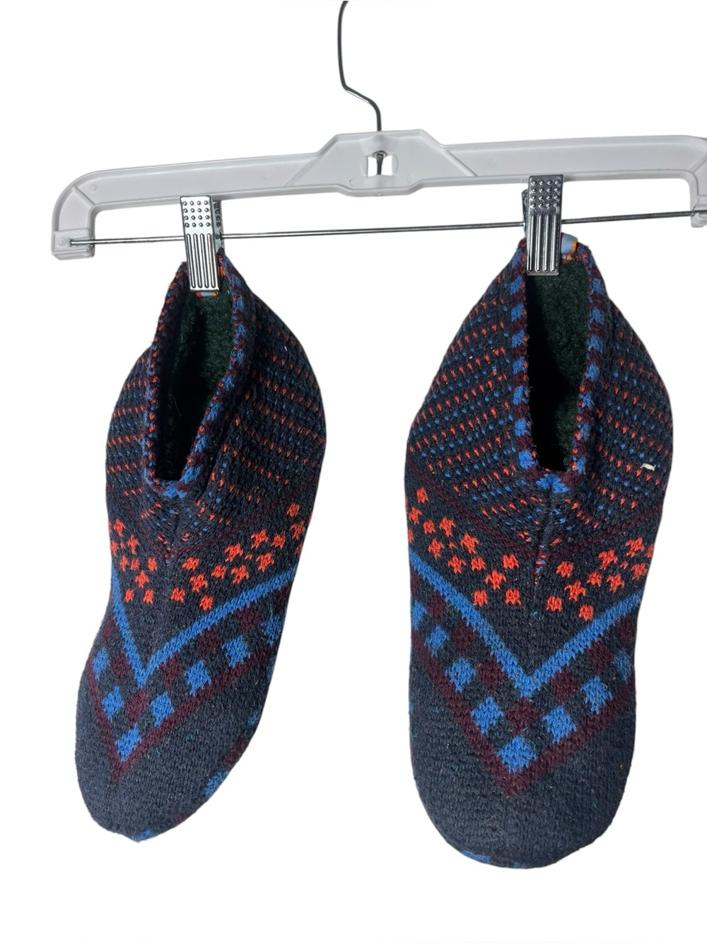 Bombas medium gripper slipper knit fair isle Sherpa lined cozy warm